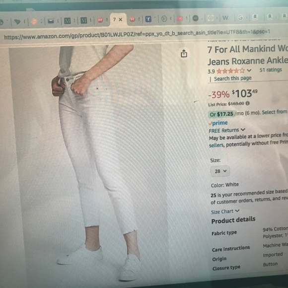 NWT 7 for All Mankind Roxanne Ankle jeans - Picture 11 of 13